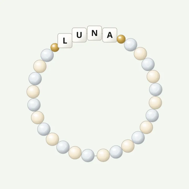 April name bracelet: diamond-colour bead bracelet design