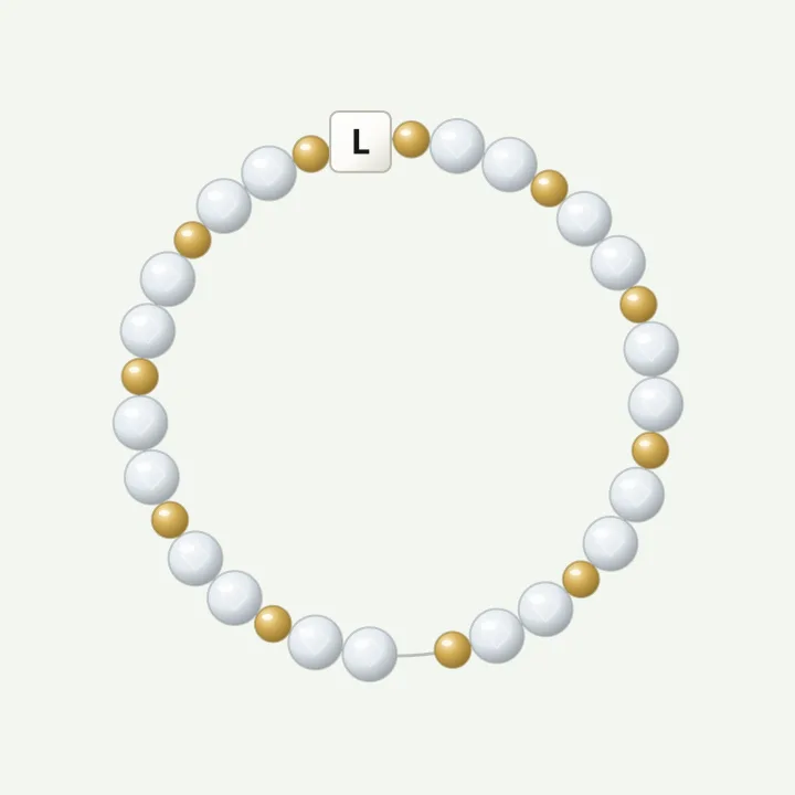 Initial with gold: diamond-colour bead bracelet design