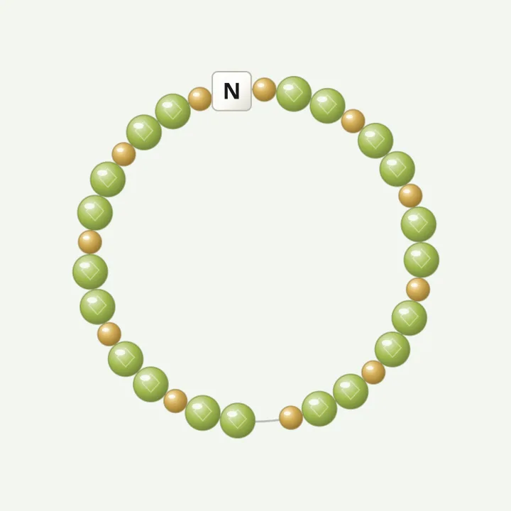 Initial with gold: peridot-colour bead bracelet design