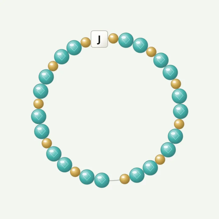 Initial with gold: turquoise-colour bead bracelet design