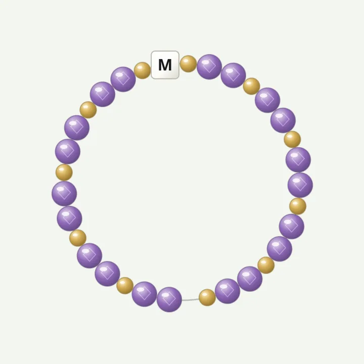 Initial with gold: amethyst-colour bead bracelet design