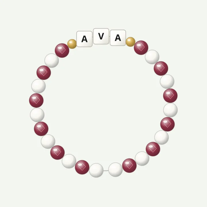 January name bracelet: garnet-colour bead bracelet design