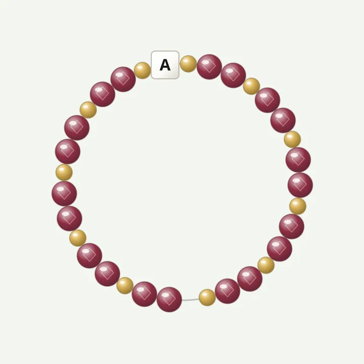 Initial with gold: garnet-colour bead bracelet design