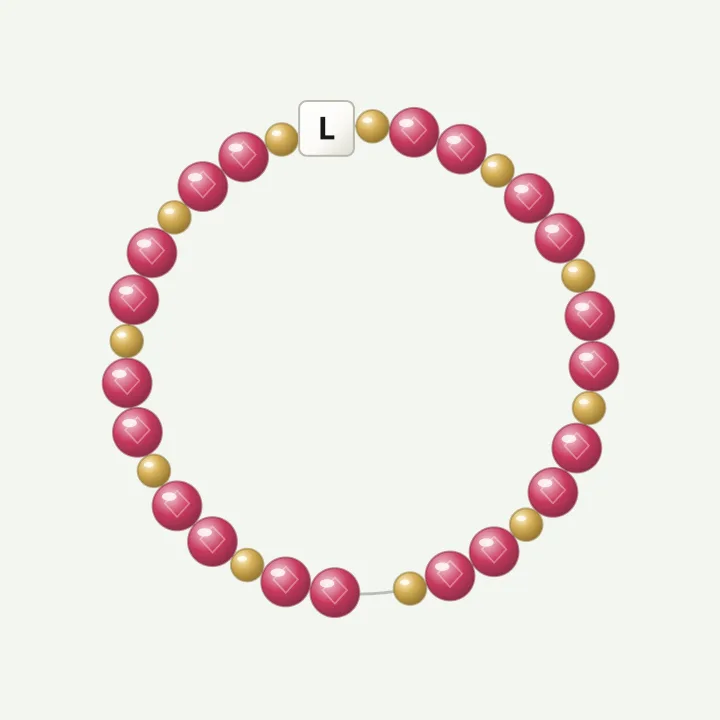 Initial with gold: ruby-colour bead bracelet design