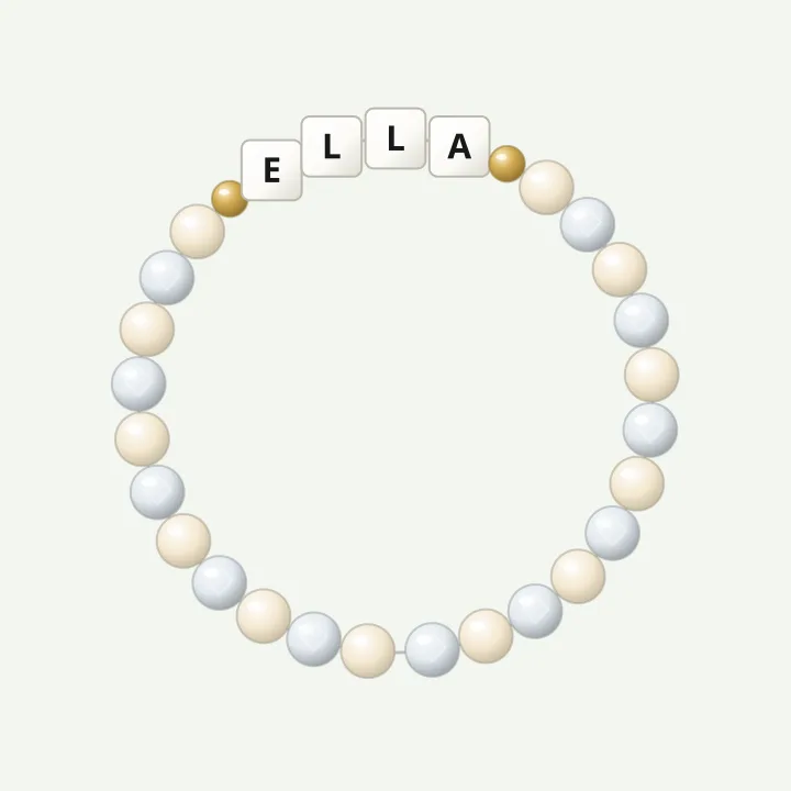 June name bracelet: pearl-colour bead bracelet design