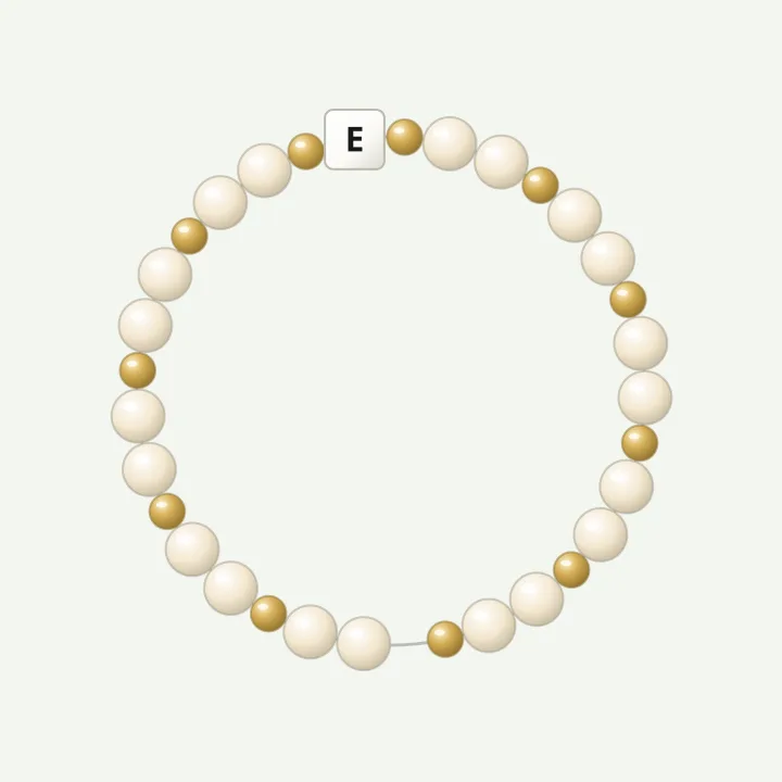 Initial with gold: pearl-colour bead bracelet design