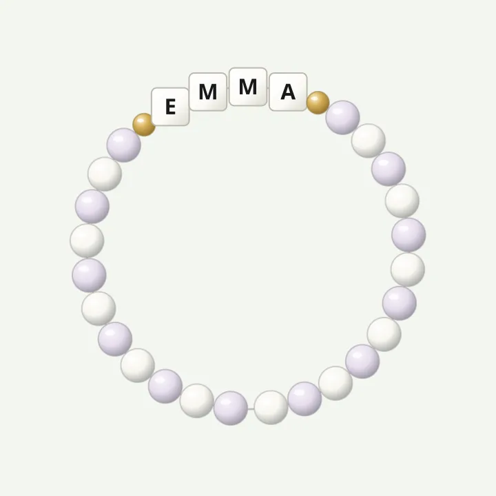 Pink and white: kids name bracelets