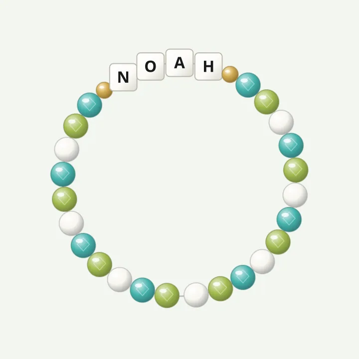 Blue and green: kids name bracelets