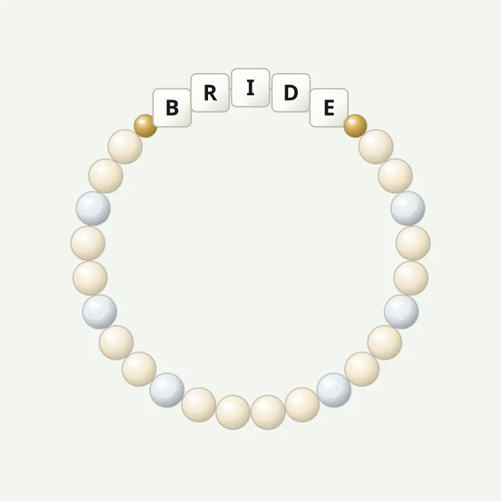 Name bracelet spelling BRIDE