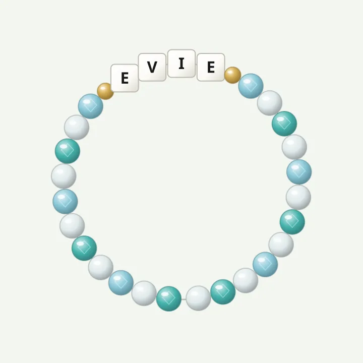 Name bracelet spelling EVIE