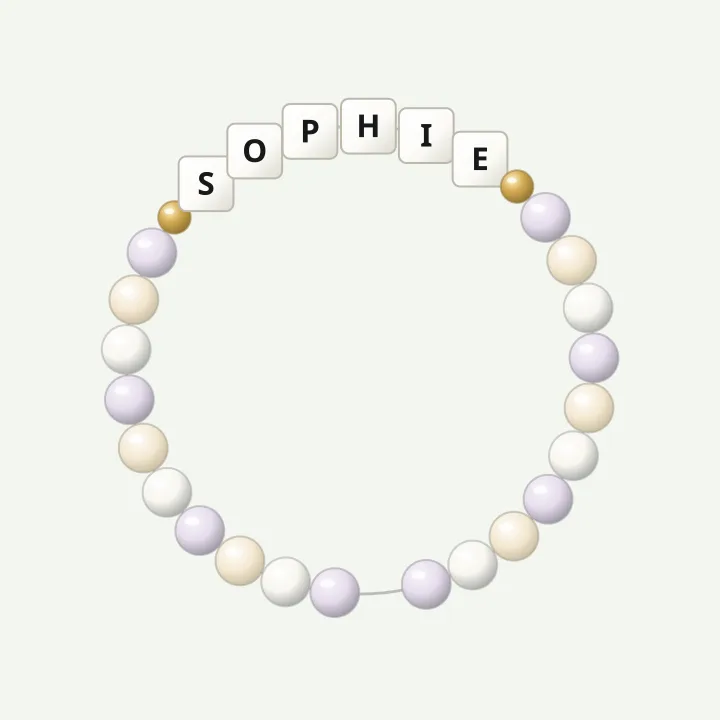 Name bracelet spelling SOPHIE