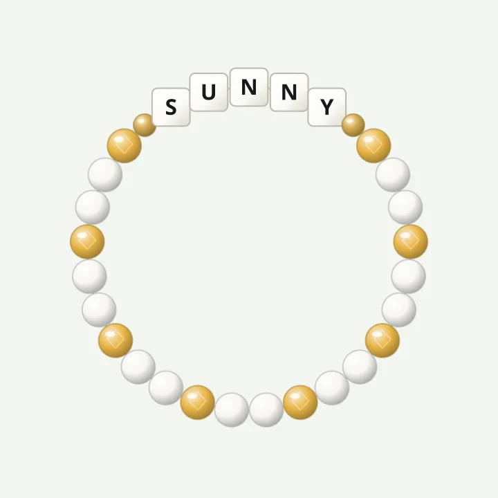 Name bracelet spelling SUNNY