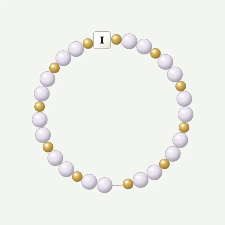 Initial with gold: opal-colour bead bracelet design