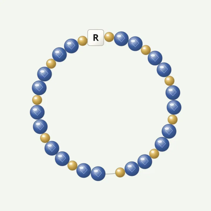 Initial with gold: sapphire-colour bead bracelet design